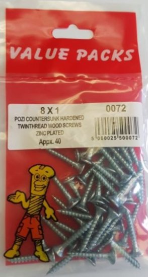 (image for) FAST PAK VALUE PACKS TWINTHREAD WOOD SCREWS - 8X1 - 40S