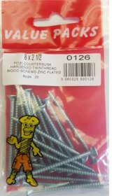 (image for) FAST PAK VALUE PACKS HARDENED TWINTHREAD WOOD SCREWS ZINC PLATED - 8X2 1/2 - 20S