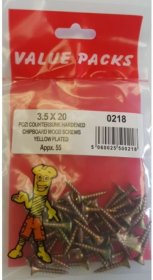 (image for) FAST PAK HARDENED CHIPBOARD WOOD SCREWS YELLOW PLATED - 3.5X20 - 55S