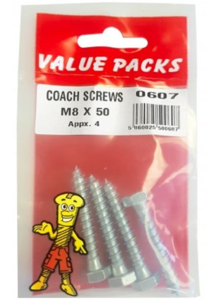 (image for) FAST PAK VALUE PACKS COACH SCREWS - M8 50 - 4S