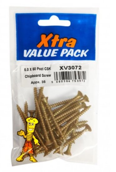(image for) FAST PAK XTRA VALUE PACKS CHIPBOARD SCREW - 5.0X50 POZI CSK - 35S
