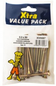 (image for) FAST PAK XTRA VALUE PACKS HARDENED CHIPBOARD WOOD SCREWS YELLOW PLATED - 6.0X80 - 16S