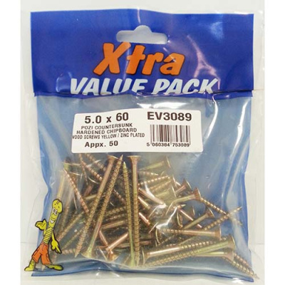 (image for) FAST PAK VALUE PACKS HARDENEED TWINTHREAD WOOD SCREWS ZINC PLATED - 8X1&1/4 - 38S