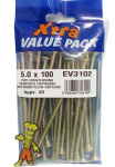 (image for) FAST PAK XTRA VALUE PACK HARDENED CHIPBOARD WOOD SCREWS YELLOW ZINC PLATED - 5.0X100 - 30S