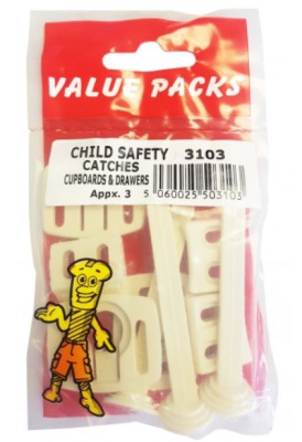 (image for) FAST PAK VALUE PACKS CHILD SAFETY CATCHES FOR CUPBOARD & DRAWERS - 3S