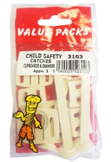 (image for) FAST PAK VALUE PACKS CHILD SAFETY CATCHES FOR CUPBOARD & DRAWERS - 3S