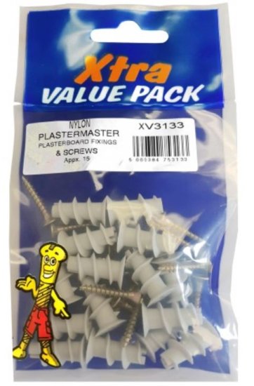 (image for) FAST PAK VALUE EXTRA NYLON PLASTERMASTER PLASTERBOARD FIXINGS & SCREWS - 15S