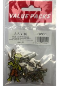 (image for) FAST PAK VALUE PACKS HARDENED CHIPBOARD WOOD SCREWS YELLOW ZINC PLATED - 3.5X16 - 60S