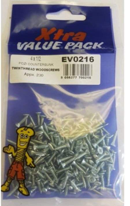 (image for) FAST PAK XTRA VALUE PACKS TWINTHREAD WOOD SCREWS - 4X1.5INCH - 200S