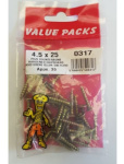(image for) FAST PAK VALUE PACKS HARDENED CHIPBOARD WOOD SCREWS YELLOW ZINC PLATED - 4.5X25 - 35S