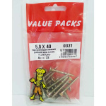 (image for) FAST PAK VALUE PACKS HARDENED CHPBOARD WOOD SCREWS YELLOW PLATED - 5.0X40 - 20S
