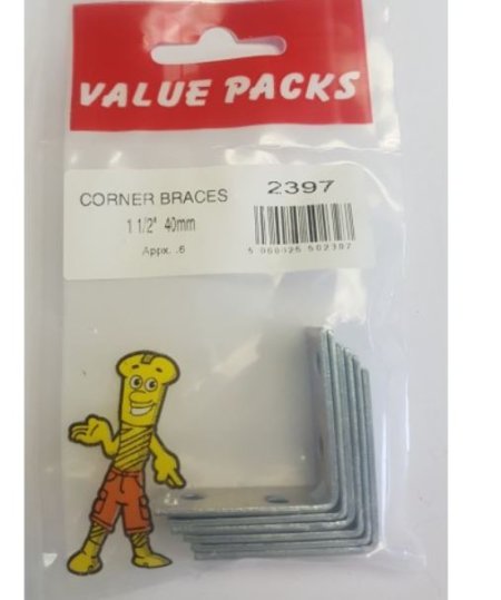 (image for) FAST PAK VALUE PACKS CORNER BRACES - 1.5INCH X40MM - 6S