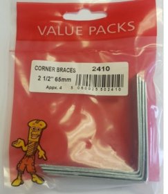 (image for) FAST PAK VALUE PACKS CORNER BRACES - 2.5INCHX65MM - 4S
