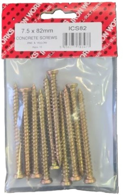 (image for) FAST PAK CO9NCRETE SCREWS ZINC & YELLOW 7.5X82MM - 10S