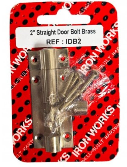 (image for) FAST PAK STRAIGHT DOOR BOLT BRASS - 2INCH/50MM