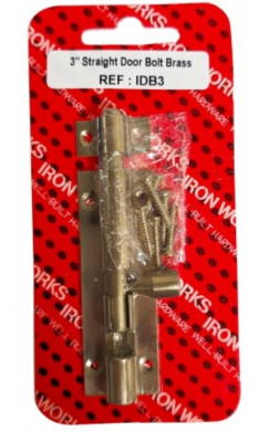 (image for) FAST PAK STRAIGHT DOOR BOLT BRASS - 3INCH