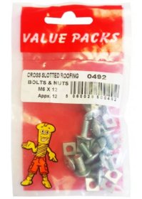 (image for) FAST PAK VALUE PACKS CROSS SLOTTED ROOFING BOLTS & NUTS - M6X12 - 8S