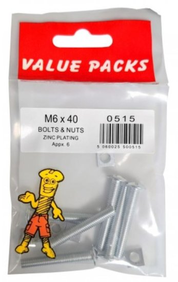 (image for) FAST PAK VALUE PACKS BOLTS & NUTS ZINC PLATING - M6X40 - 6S