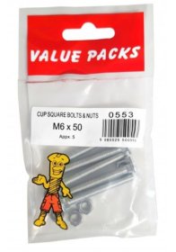 (image for) FAST PAK VALUE PACKS CUP SQUARE BOLTS & NUTS ZINC 5S - M6X50