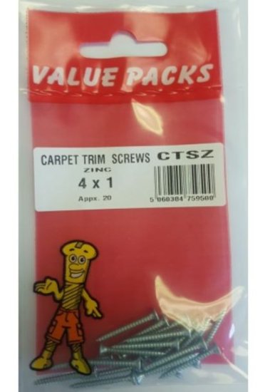 (image for) FAST PAK VALUE PACKS CARPET TRIM SCREWS ZINC - 4X1 - 20S