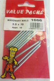 (image for) FAST PAK VALUE PACKS MASONARY NAILS - 3.0X70 - 10S