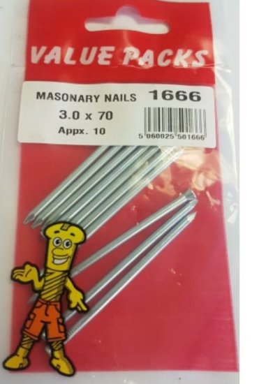 (image for) FAST PAK VALUE PACKS MASONARY NAILS - 3.0X70 - 10S