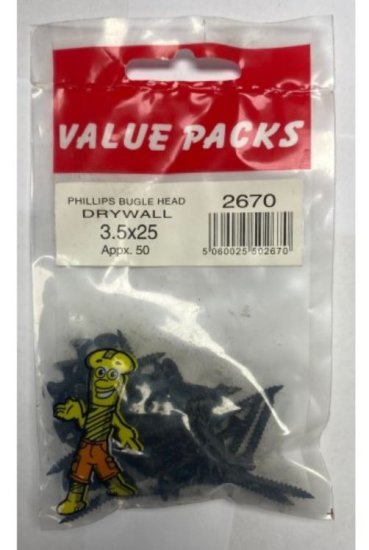 (image for) FAST PAK VALUE PACKS PHILLIPS BUGLE HEAD DRYWALL - 3.5X25 - 50S