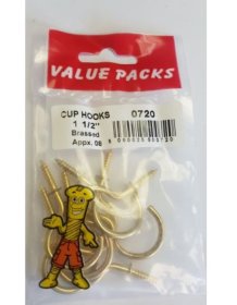 (image for) FAST PAK VALUE PACKS CUP HOOKS BRASSED 8S - 1.5INCHE