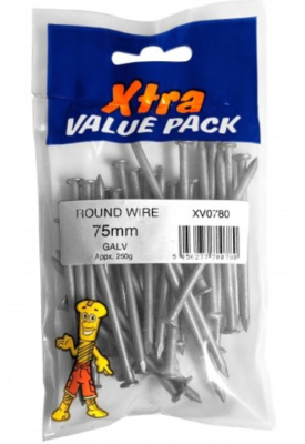 (image for) FAST PAK XTRA VALUE PACKS GALVANIZED ROUND WIRE NAILS - 75MM - 250G