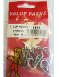 (image for) FAST PAK VALUE PACKS CUP HOOKS CHROMED - 25MM/1INCH - 14S