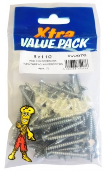 (image for) FAST PAK XTRA VALUE PACKS TWINTHREAD WOODSCREWS - 8X1.5INCH - 70S