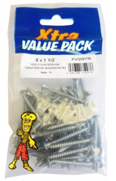 (image for) FAST PAK XTRA VALUE PACKS TWINTHREAD WOODSCREWS - 8X1.5INCH - 70S