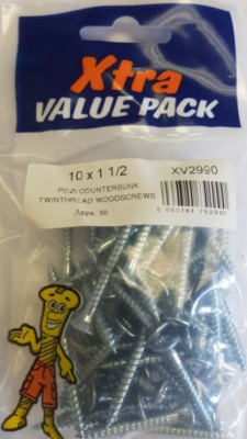 (image for) FAST PAK XTRA VALUE PACKS TWINTHREAD WOODSCREWS - 10X1.5INCH - 50S