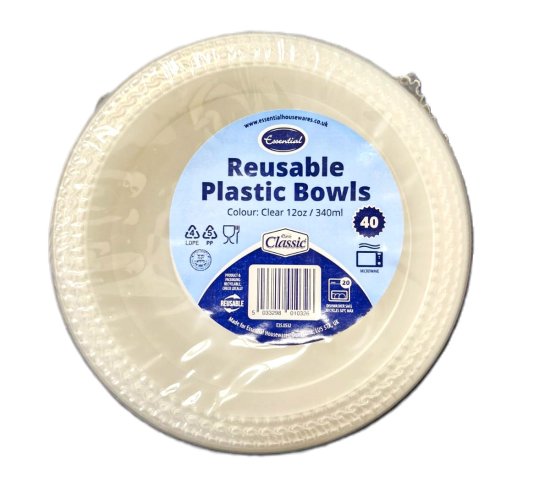 (image for) ESSENTIAL PLASTIC BOWL CLEAR 40S - 12oz