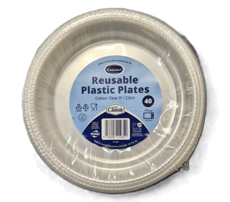 (image for) ESSENTIAL PLASTIC PLATE CLEAR 40S - 9\"\"