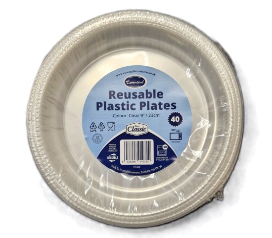 (image for) ESSENTIAL PLASTIC PLATE CLEAR 40S - 9""