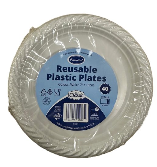 (image for) ESSENTIAL PLASTIC PLATE WHITE 40S - 7""