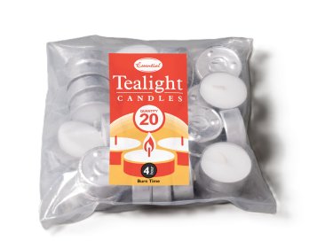 (image for) ESSENTIAL TEALIGHT CANDLES WHITE 20S - 4HRS