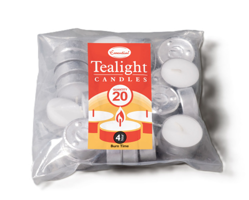 (image for) ESSENTIAL TEALIGHT CANDLES WHITE 20S - 4HRS