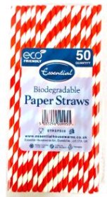 (image for) ESSENTIAL PAPER STRAWS RED STRIPE - 50S
