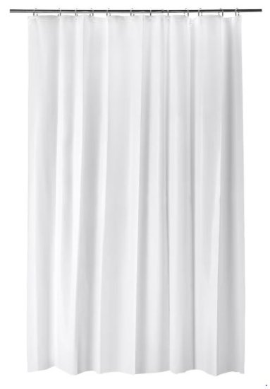 (image for) SHOWER CURTAIN+HOOKS WHITE