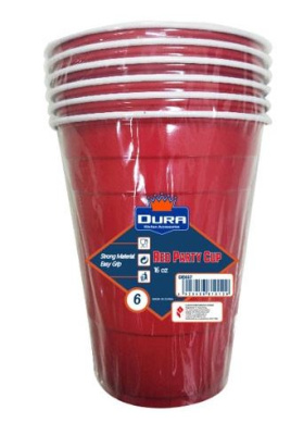 (image for) DURA PLASTIC PARTY CUP RED 6S