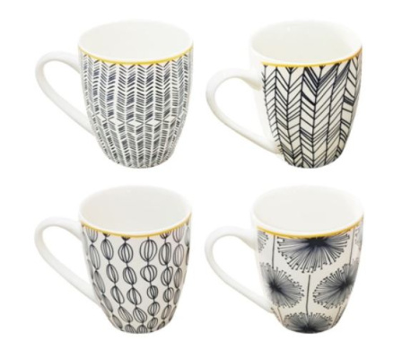 (image for) B/WHITE PATTERN MUG 9.5X8.5