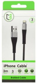 (image for) C3 IPHONE CHARGER CABLE BRAIDED BLACK 3 METRE