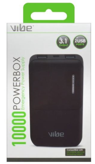 (image for) Vibe 10,000mAh Power Bank Portable USB Rechargeable Battery