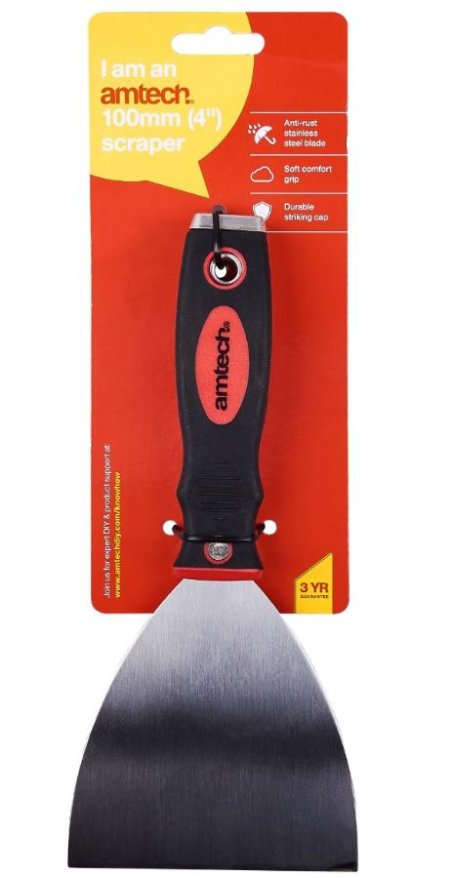 (image for) AMTECH SCRAPER WITH SOFT GRIP HANDLE-4\"\"