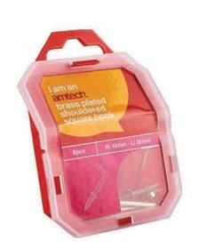 (image for) AMTECH BRASS PLATED SHOULDERED SQUARE HOOK-8PC