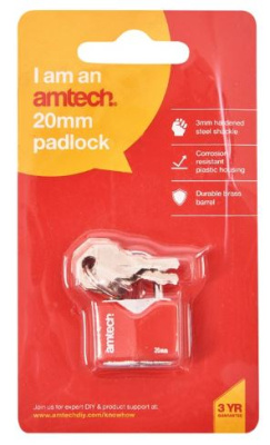 (image for) AMTECH RHOMBIC CHROME PLATED IRON PADLOCK-20MM
