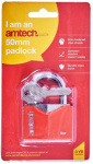 (image for) AMTECH RHOMBIC CHROME PLATED IRON PADLOCK RED-50MM