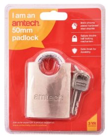(image for) AMTECH STEEL PADLOCK WITH FOUR KEYS-50MM
